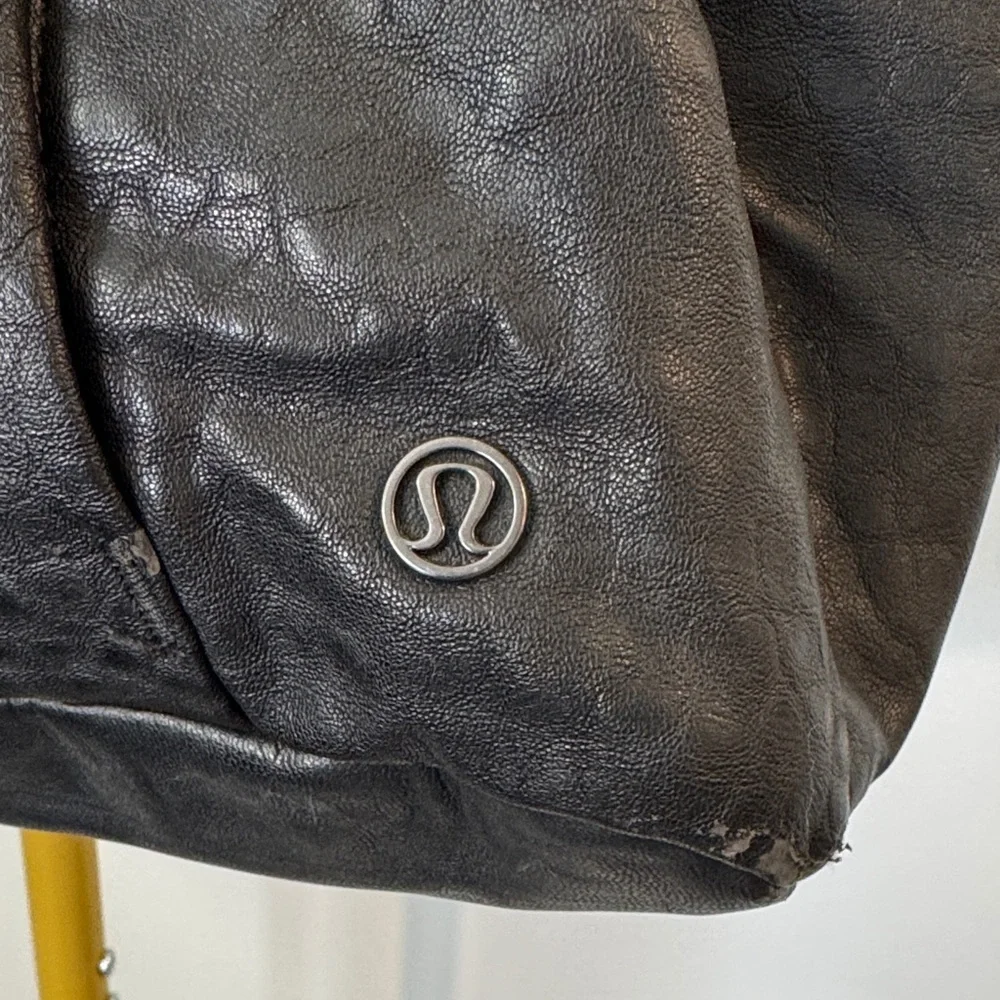 lululemon athletica Black Textured Leather-Look Duffel Bag